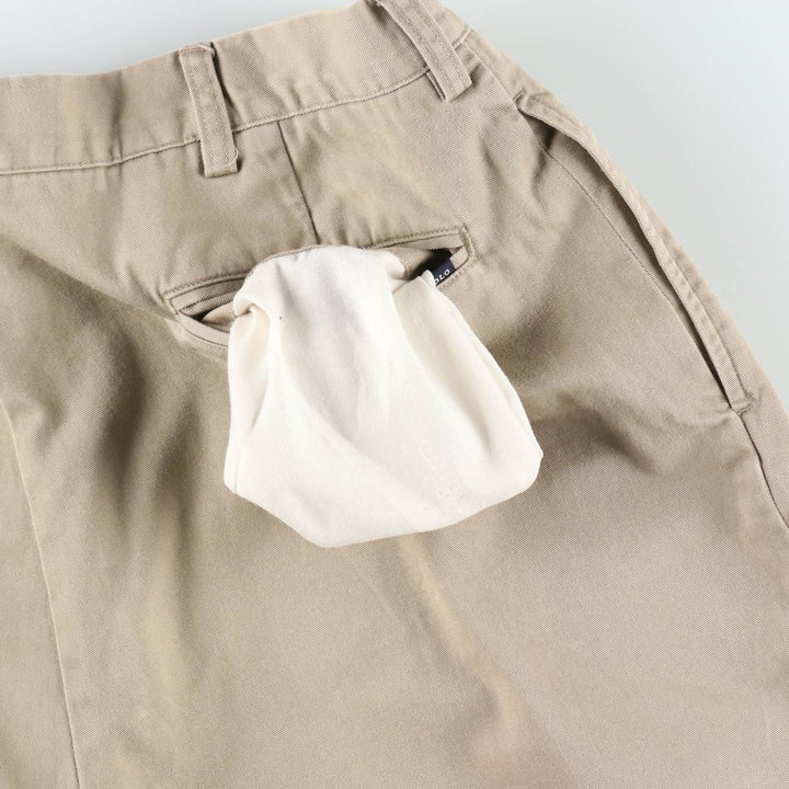 Ralph Lauren POLO RALPH LAUREN CLASSIC FIT PLEATED 9" Two-Pleat Chino Shorts (Men's W37 equivalent) cotton Beige type Vintage Second Hand