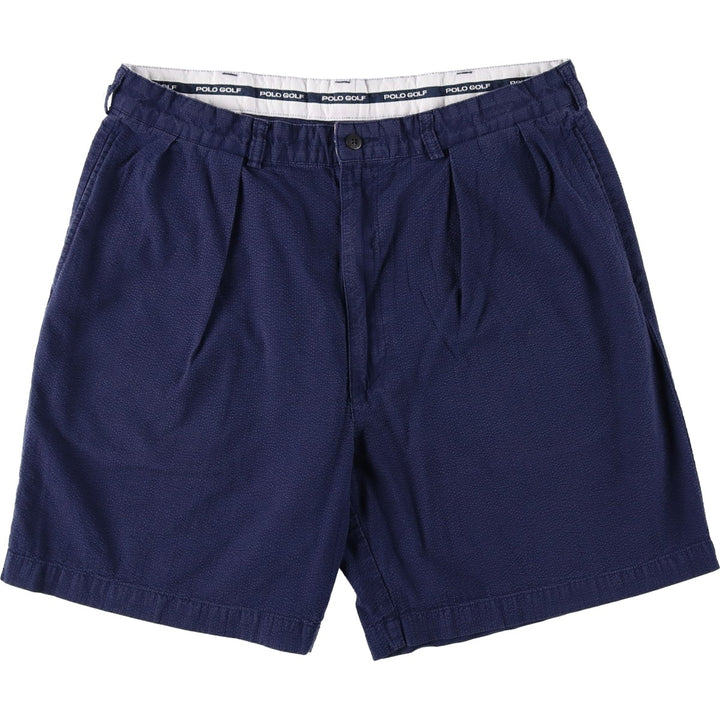 Ralph Lauren POLO GOLF seersucker shorts, men's size W35 (approx.) cotton navy blue type Vintage Second Hand