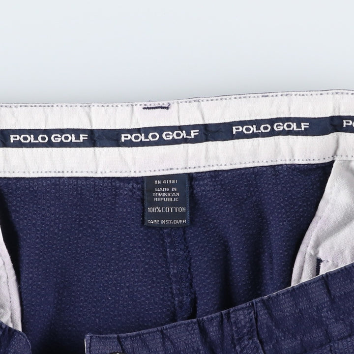 Ralph Lauren POLO GOLF seersucker shorts, men's size W35 (approx.) cotton navy blue type Vintage Second Hand