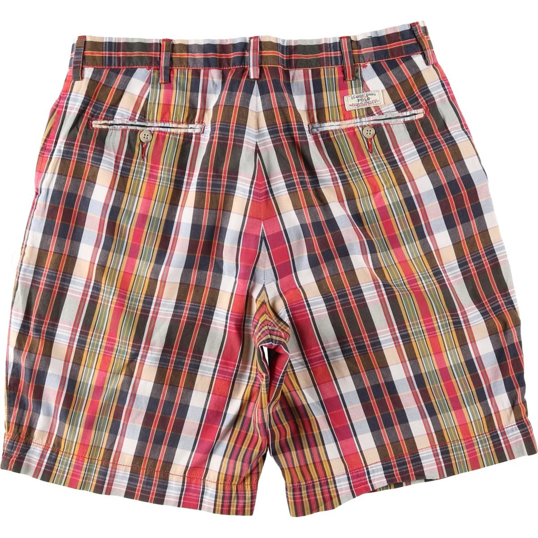 Ralph Lauren POLO by Ralph Lauren Check Pattern Cotton Shorts, Men's Size W34 (approx.) cotton multicolor Vintage Second Hand