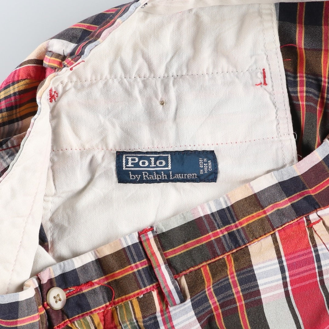 Ralph Lauren POLO by Ralph Lauren Check Pattern Cotton Shorts, Men's Size W34 (approx.) cotton multicolor Vintage Second Hand