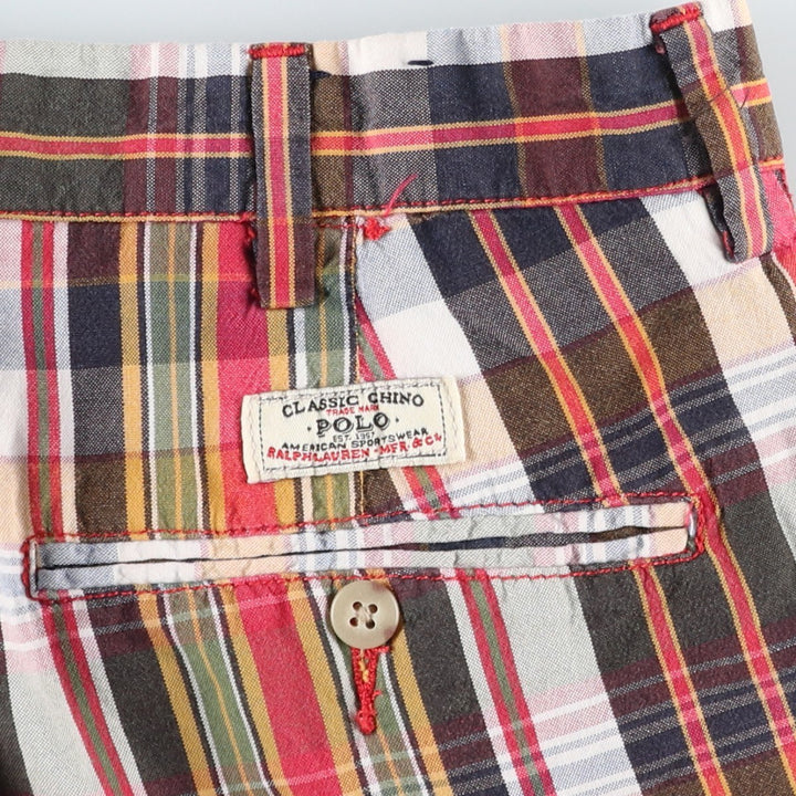 Ralph Lauren POLO by Ralph Lauren Check Pattern Cotton Shorts, Men's Size W34 (approx.) cotton multicolor Vintage Second Hand
