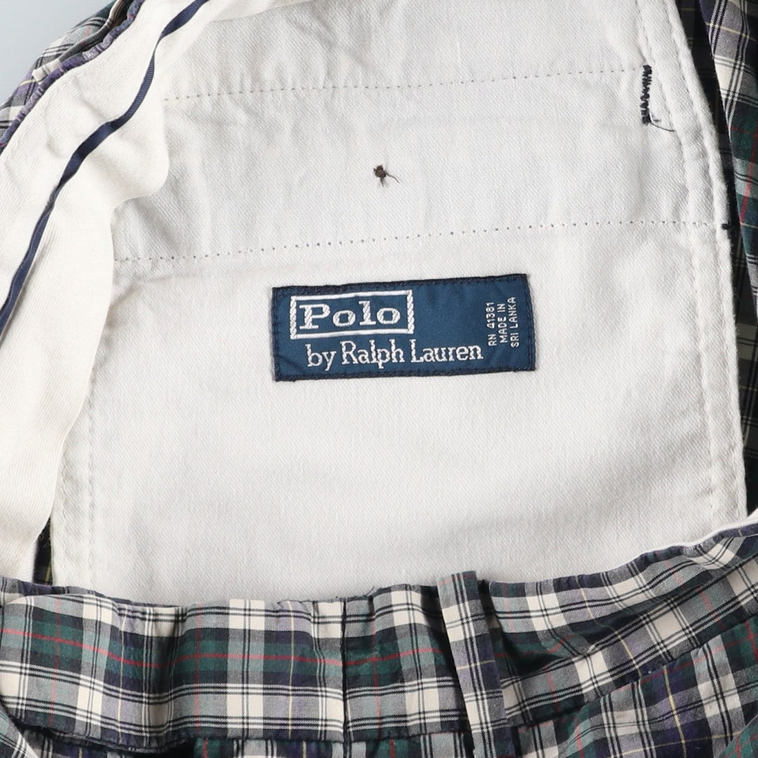 Ralph Lauren POLO by Ralph Lauren Check Pattern Cotton Shorts, Men's Size W32 cotton navy blue type Vintage Second Hand
