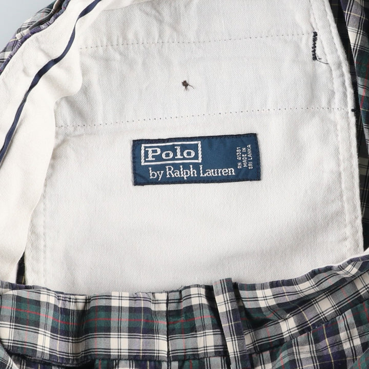 Ralph Lauren POLO by Ralph Lauren Check Pattern Cotton Shorts, Men's Size W32 cotton navy blue type Vintage Second Hand