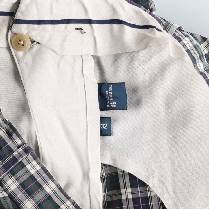 Ralph Lauren POLO by Ralph Lauren Check Pattern Cotton Shorts, Men's Size W32 cotton navy blue type Vintage Second Hand