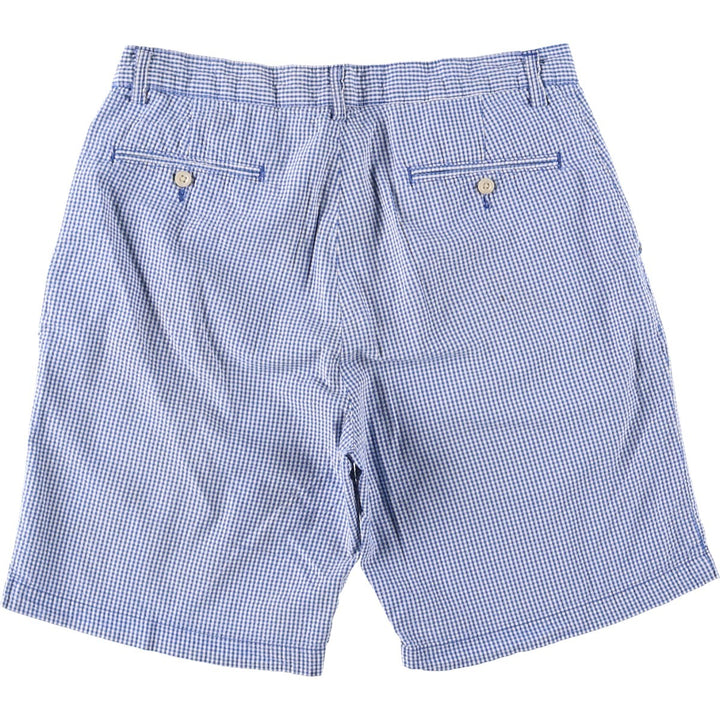 Ralph Lauren seersucker gingham check cotton shorts, men's size W33 (approx.) cotton Purple type blue-purple Vintage Second Hand