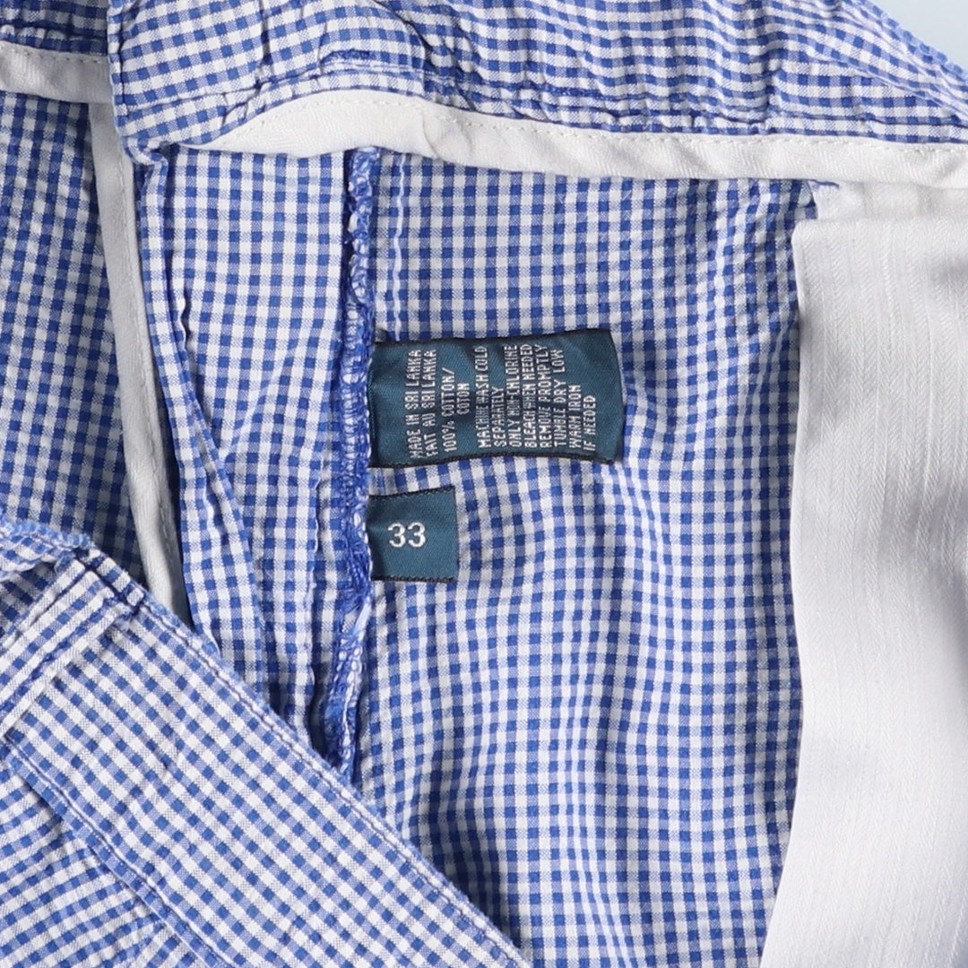 Ralph Lauren seersucker gingham check cotton shorts, men's size W33 (approx.) cotton Purple type blue-purple Vintage Second Hand