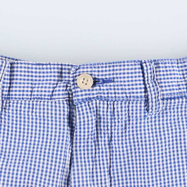Ralph Lauren seersucker gingham check cotton shorts, men's size W33 (approx.) cotton Purple type blue-purple Vintage Second Hand