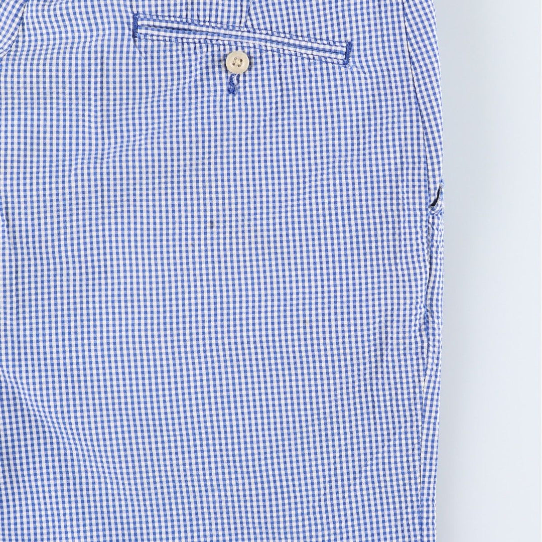 Ralph Lauren seersucker gingham check cotton shorts, men's size W33 (approx.) cotton Purple type blue-purple Vintage Second Hand