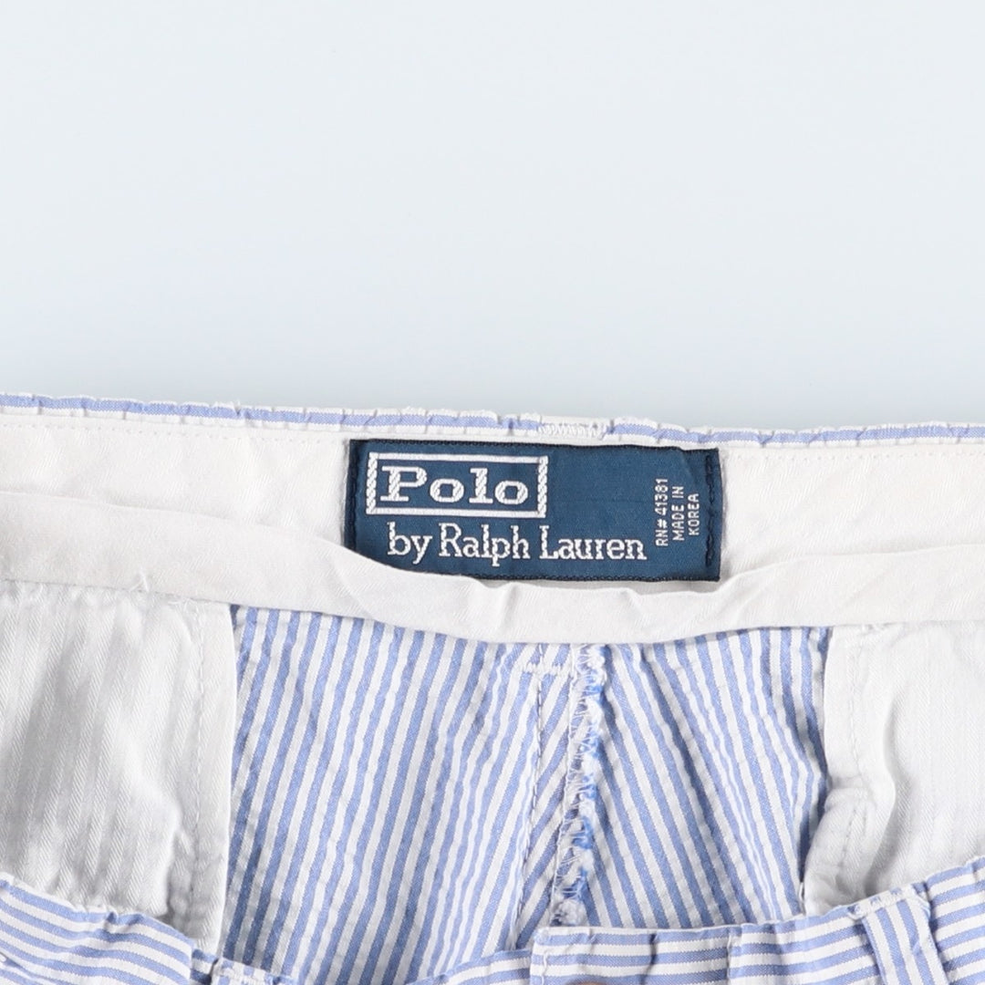 Ralph Lauren POLO by Ralph Lauren Stripe Pattern Seersucker Cotton Shorts, Men's Size W31 (approx.) cotton Blue type light blue Vintage Second Hand