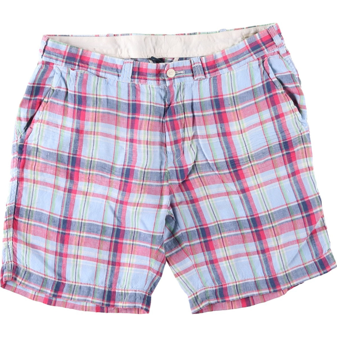 Ralph Lauren POLO by Ralph Lauren Check Pattern Linen Shorts, Men's W35 (approx.) linen multicolor Vintage Second Hand
