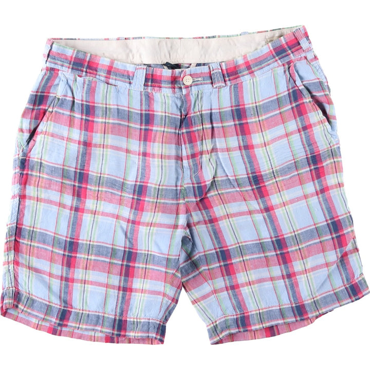 Ralph Lauren POLO by Ralph Lauren Check Pattern Linen Shorts, Men's W35 (approx.) linen multicolor Vintage Second Hand