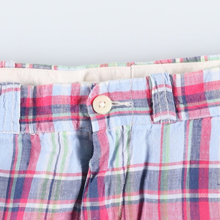 Ralph Lauren POLO by Ralph Lauren Check Pattern Linen Shorts, Men's W35 (approx.) linen multicolor Vintage Second Hand