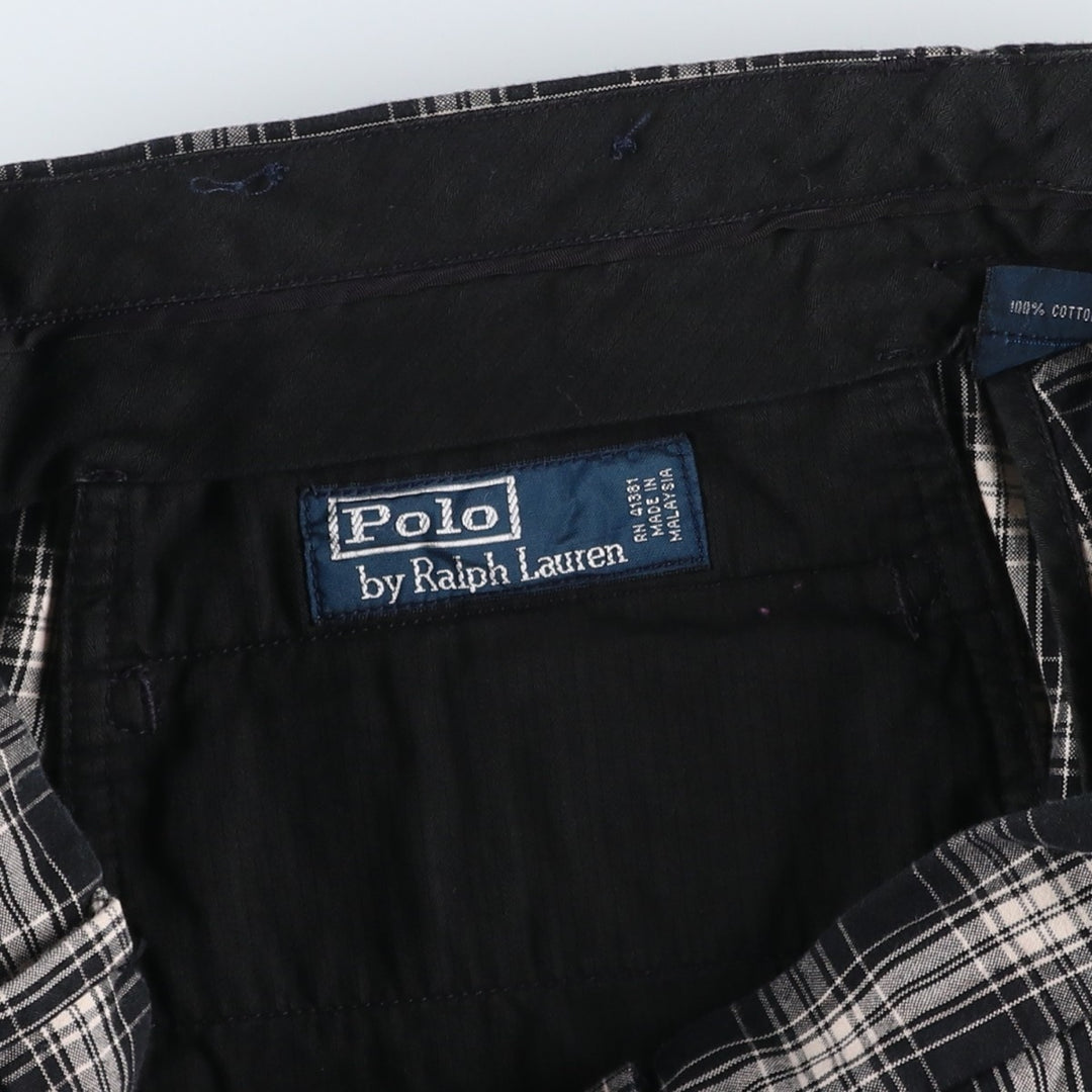 Ralph Lauren POLO by Ralph Lauren Check Pattern Shorts, Men's Size W34 (approx.) cotton black type Vintage Second Hand