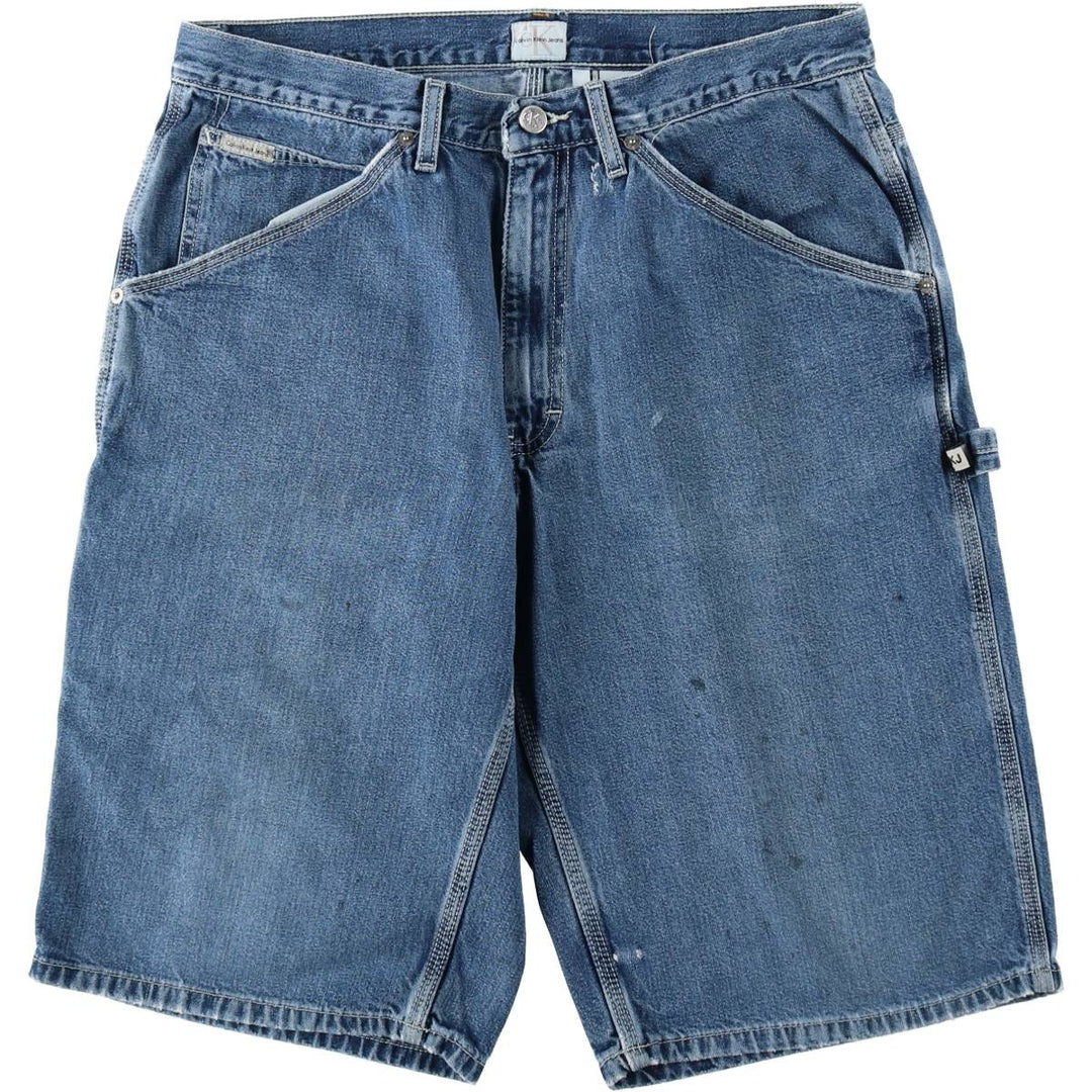 90s-00'S Calvin Klein Jeans Denim Painter Shorts, Men's Size W34 (approx.), Vintage cotton blue type Vintage Second Hand