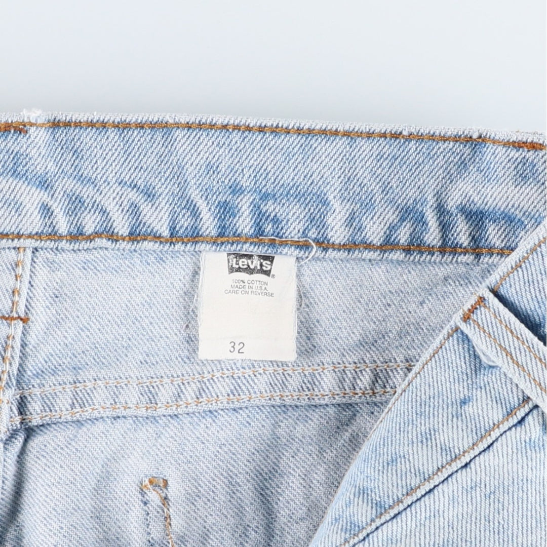 90'S Levi's 550-0234 Orange Tab Denim Shorts, Half Pants, Made in USA, Men's W32 (approx.), Vintage cotton Blue type light blue Vintage Second Hand