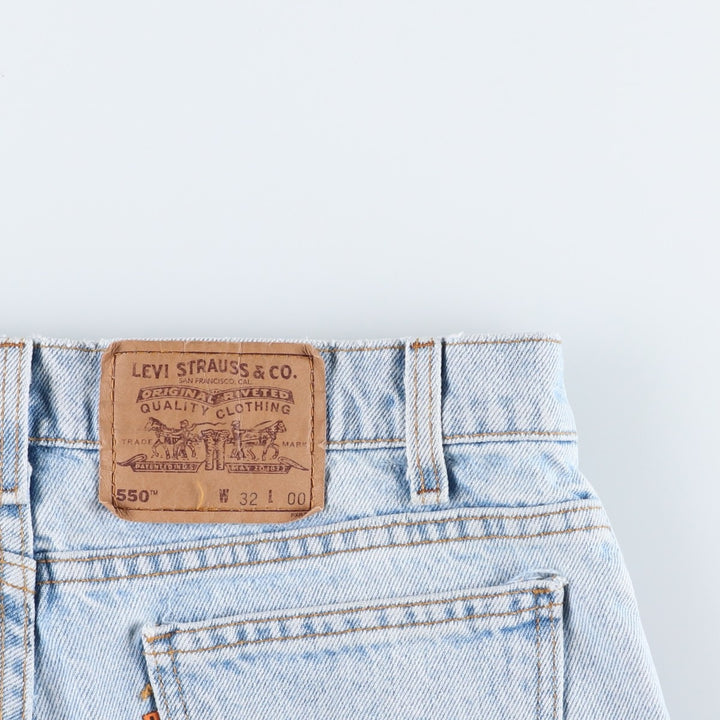 90'S Levi's 550-0234 Orange Tab Denim Shorts, Half Pants, Made in USA, Men's W32 (approx.), Vintage cotton Blue type light blue Vintage Second Hand