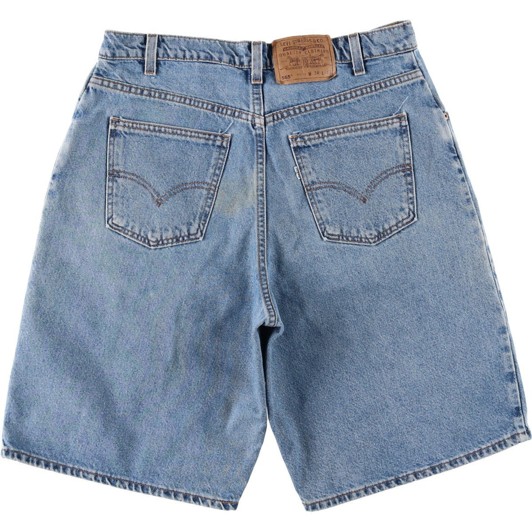 1990'S Levi's 565-1714 Wide Leg Denim Shorts, Made in USA, Men's Size W34 (approx.), Vintage. cotton blue type Vintage Second Hand
