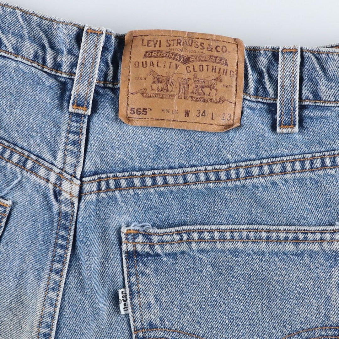 1990'S Levi's 565-1714 Wide Leg Denim Shorts, Made in USA, Men's Size W34 (approx.), Vintage. cotton blue type Vintage Second Hand