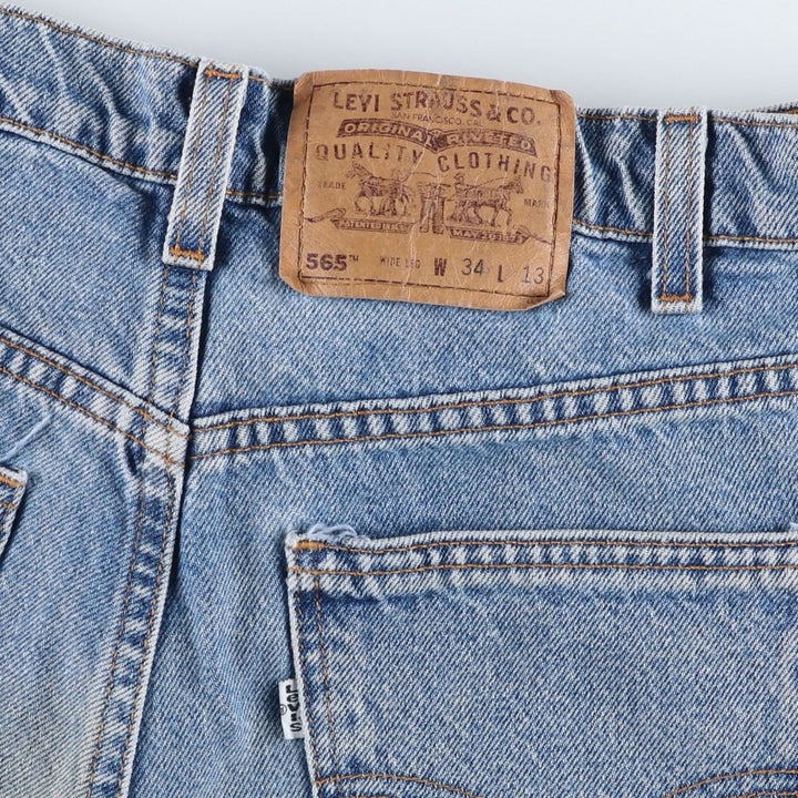 1990'S Levi's 565-1714 Wide Leg Denim Shorts, Made in USA, Men's Size W34 (approx.), Vintage. cotton blue type Vintage Second Hand