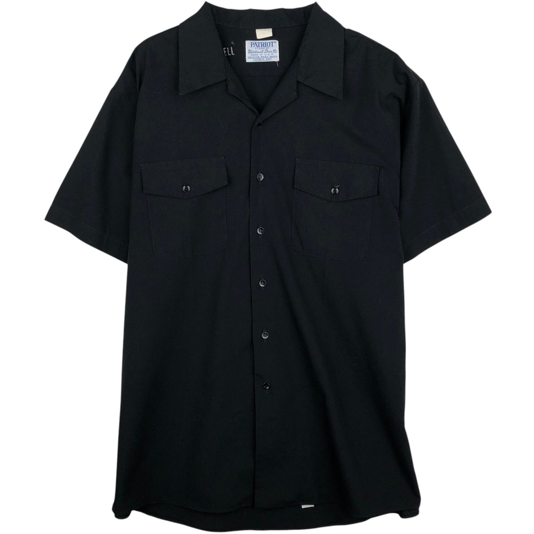 Civilian-made 70s-80'S WEINTRAUB BROS. PATRIOT Open Collar Short Sleeve Military Shirt, Made in USA, Men's XL equivalent, Vintage polyester black type Vintage Second Hand