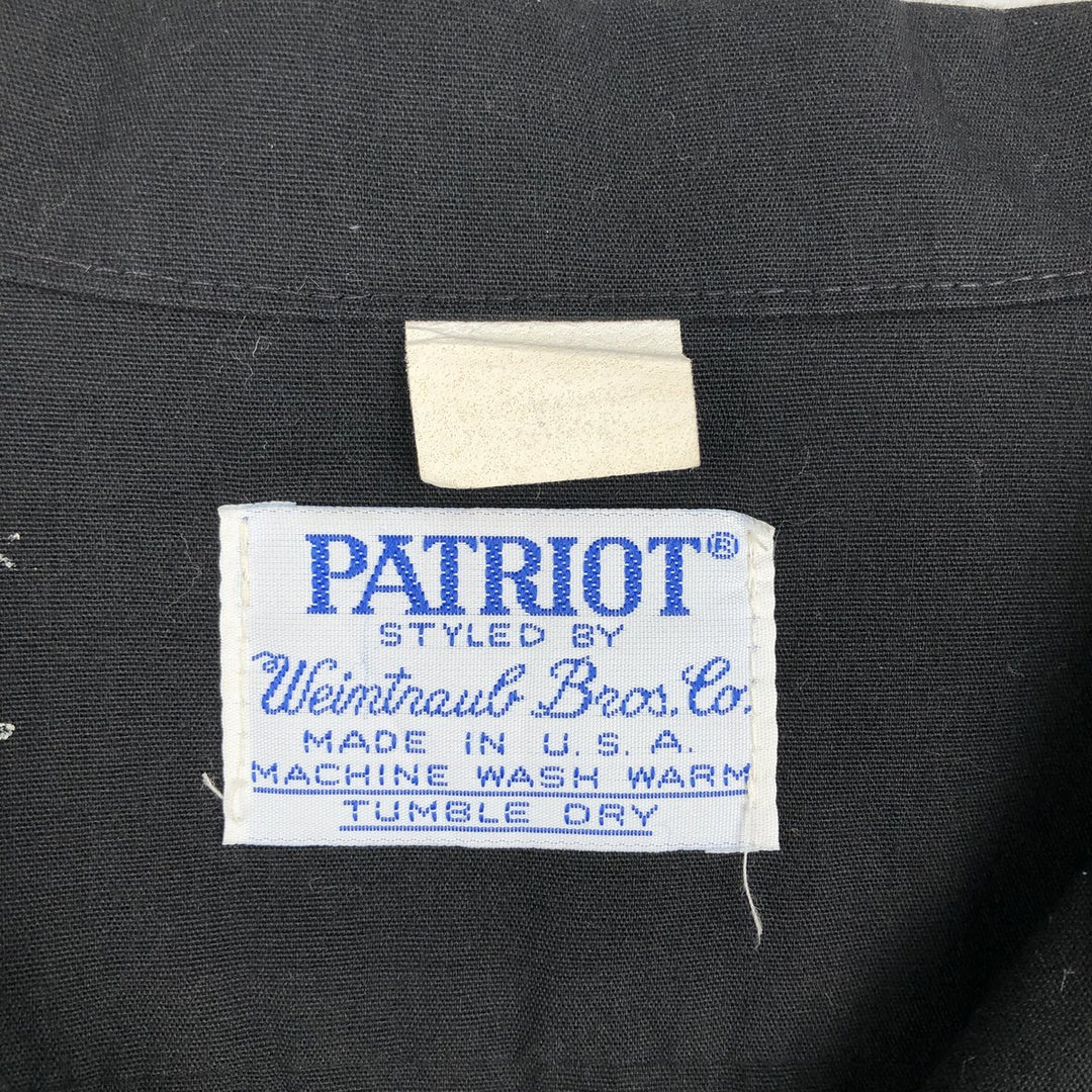 Civilian-made 70s-80'S WEINTRAUB BROS. PATRIOT Open Collar Short Sleeve Military Shirt, Made in USA, Men's XL equivalent, Vintage polyester black type Vintage Second Hand