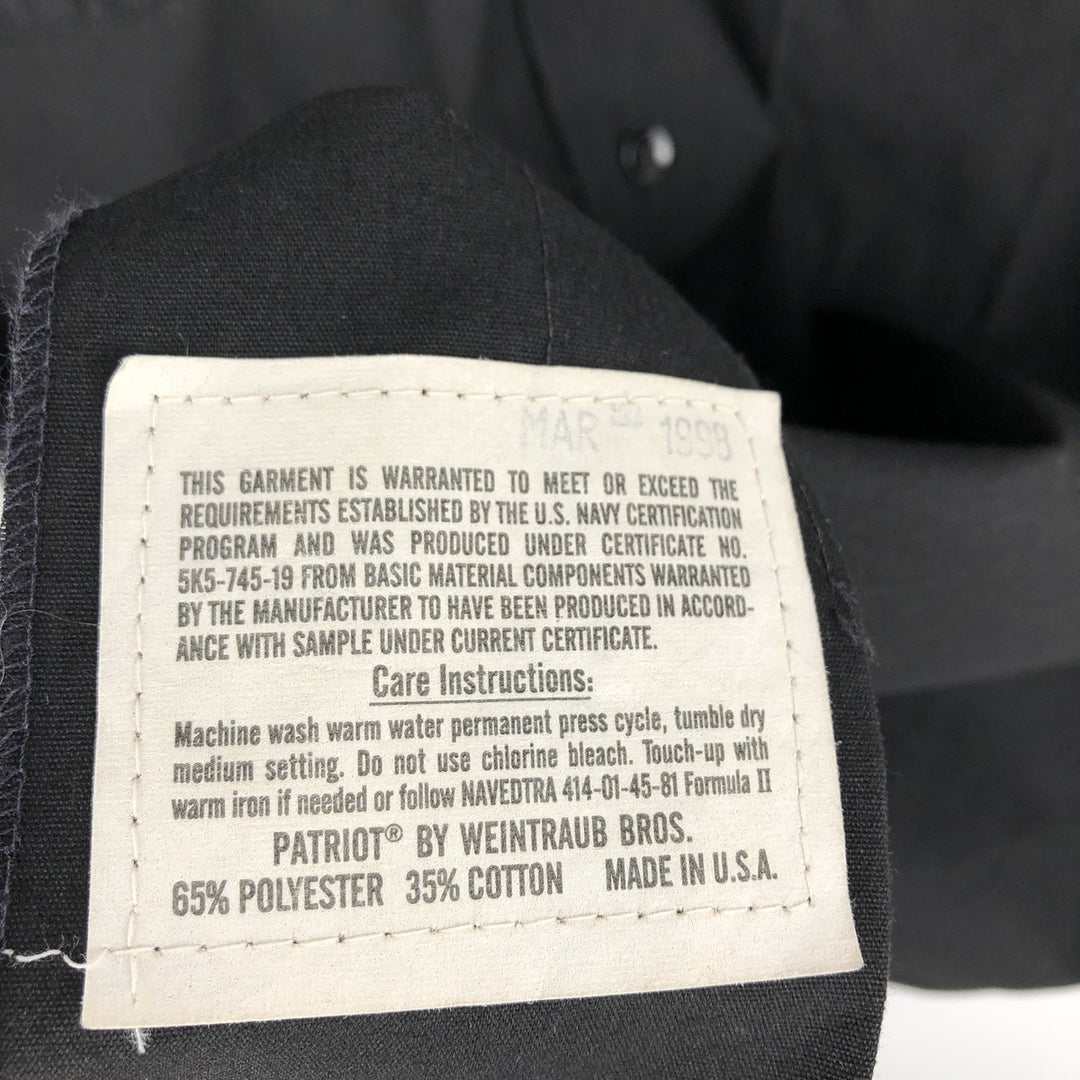 Civilian-made 70s-80'S WEINTRAUB BROS. PATRIOT Open Collar Short Sleeve Military Shirt, Made in USA, Men's XL equivalent, Vintage polyester black type Vintage Second Hand