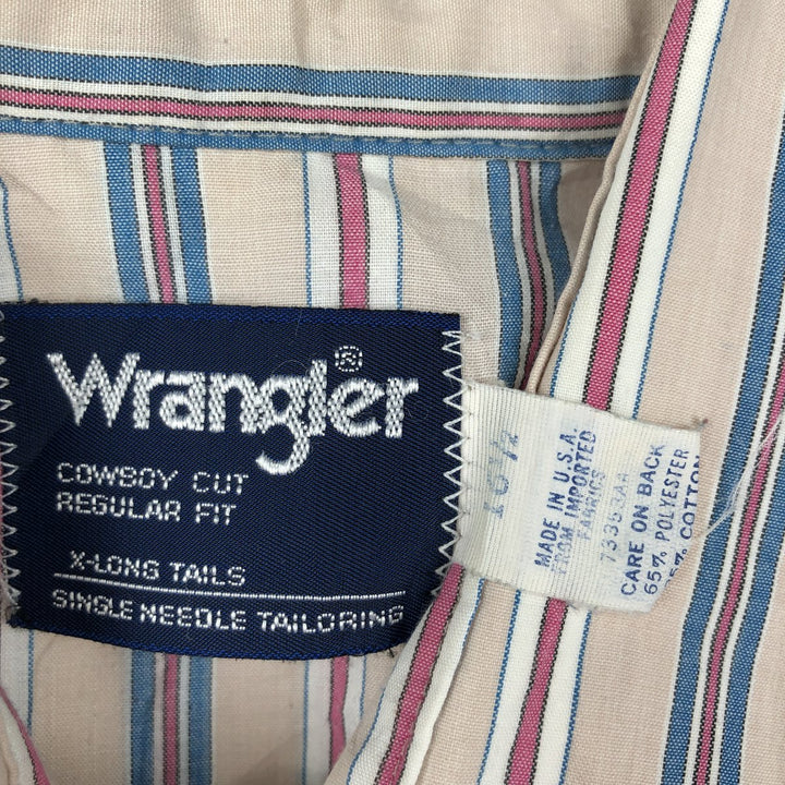 90'S Wrangler Stripe Pattern Short-Sleeve Western Shirt, Made in USA, Men's Size L (Equivalent), Vintage polyester Beige type Vintage Second Hand