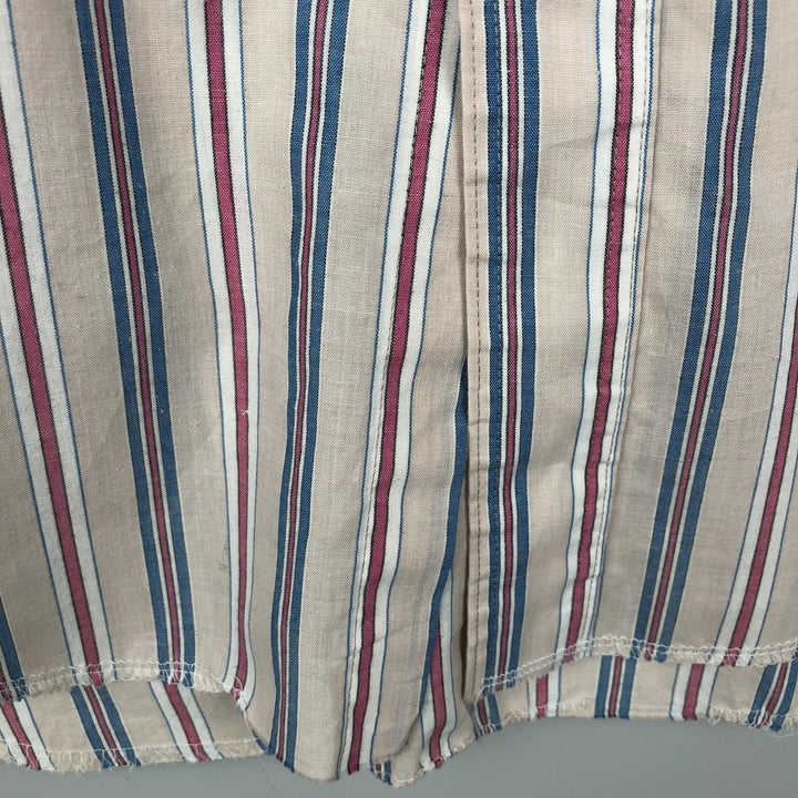 90'S Wrangler Stripe Pattern Short-Sleeve Western Shirt, Made in USA, Men's Size L (Equivalent), Vintage polyester Beige type Vintage Second Hand