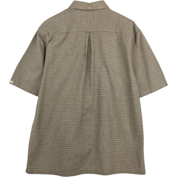 90s-00'S Columbia Short-Sleeve Cotton Check Shirt, Boxy Shirt, Men's Size M (Equivalent), Vintage cotton Khaki type beige Vintage Second Hand