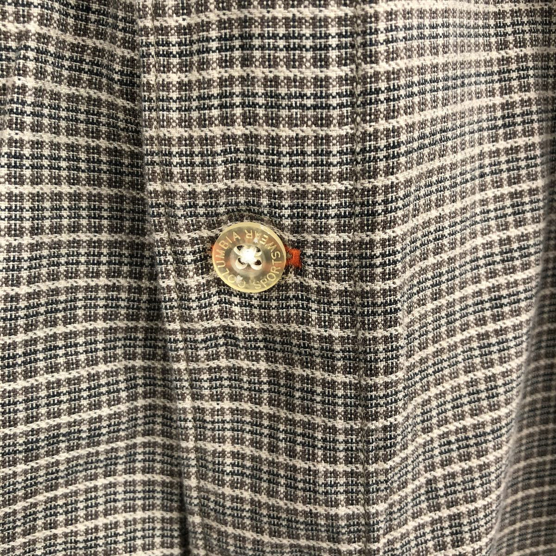 90s-00'S Columbia Short-Sleeve Cotton Check Shirt, Boxy Shirt, Men's Size M (Equivalent), Vintage cotton Khaki type beige Vintage Second Hand