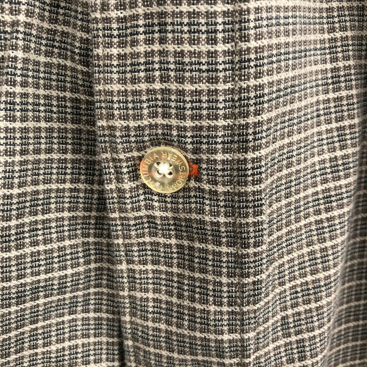 90s-00'S Columbia Short-Sleeve Cotton Check Shirt, Boxy Shirt, Men's Size M (Equivalent), Vintage cotton Khaki type beige Vintage Second Hand