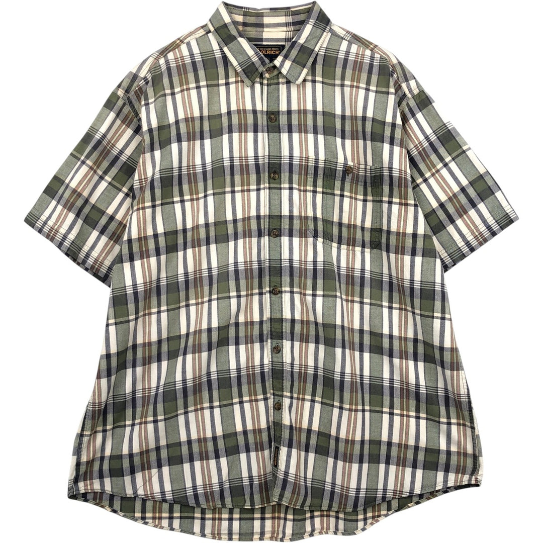 2000'S Woolrich Short-Sleeve Cotton Check Shirt, Men's Size XL (approx.) unclear ivory Vintage Second Hand