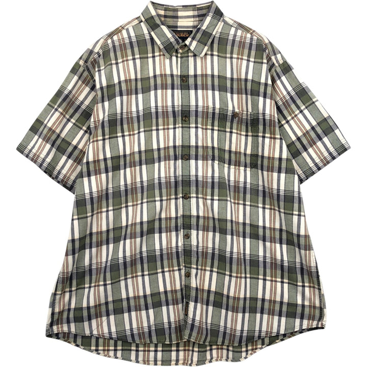 2000'S Woolrich Short-Sleeve Cotton Check Shirt, Men's Size XL (approx.) unclear ivory Vintage Second Hand