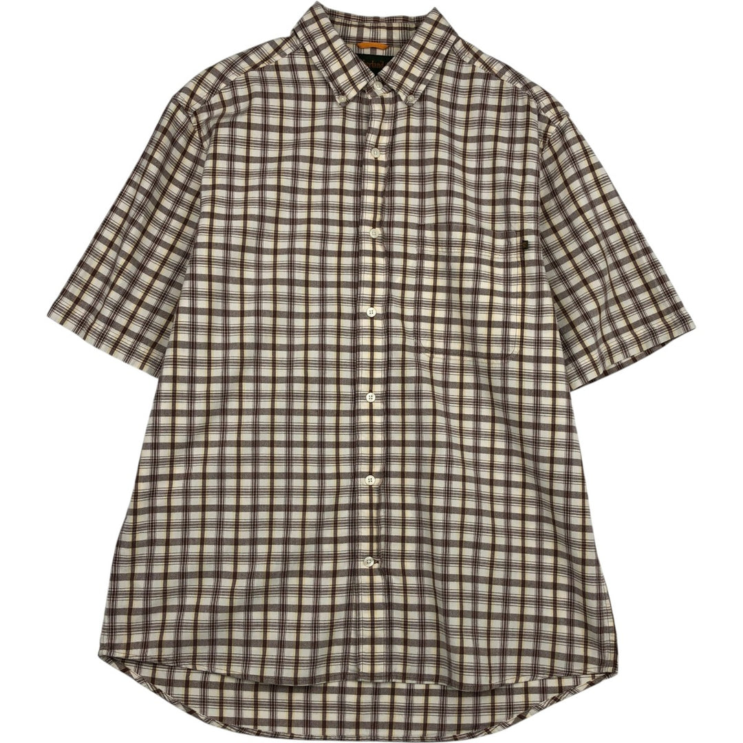 90s~00'S Timberland short sleeve button down check shirt men's size L vintage cotton unbleached Vintage Second Hand