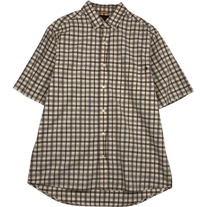 90s~00'S Timberland short sleeve button down check shirt men's size L vintage cotton unbleached Vintage Second Hand