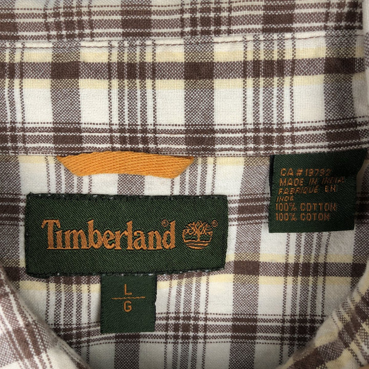 90s~00'S Timberland short sleeve button down check shirt men's size L vintage cotton unbleached Vintage Second Hand