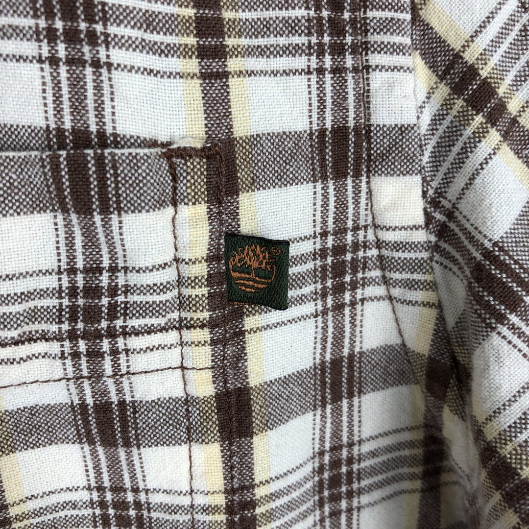 90s~00'S Timberland short sleeve button down check shirt men's size L vintage cotton unbleached Vintage Second Hand
