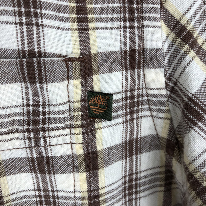 90s~00'S Timberland short sleeve button down check shirt men's size L vintage cotton unbleached Vintage Second Hand