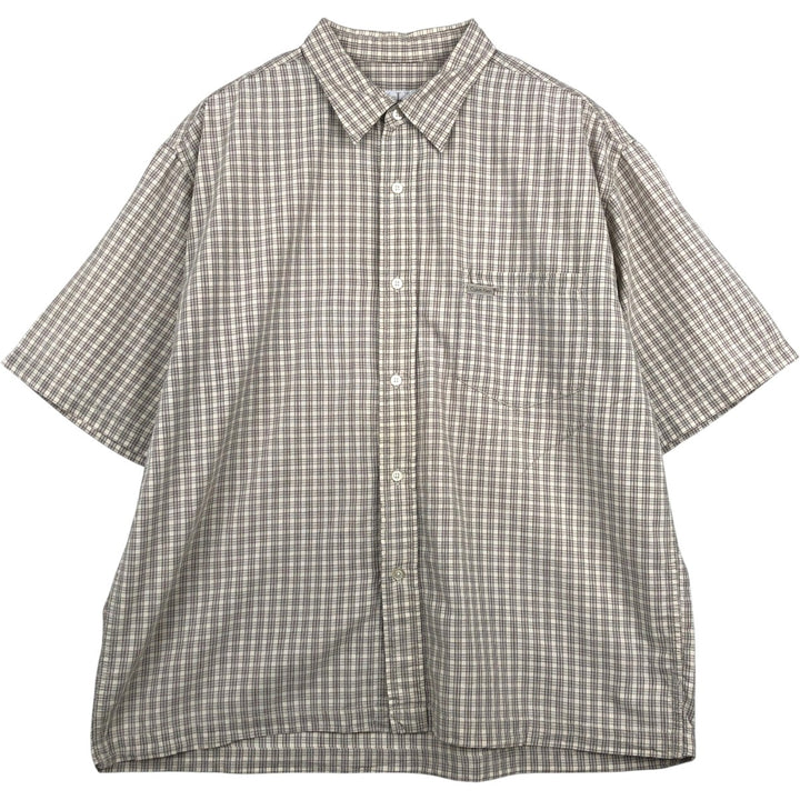 90s-00'S Calvin Klein Jeans Short-Sleeve Cotton Check Shirt, Boxy Shirt, Men's Size XL (Equivalent), Vintage cotton pale white type Vintage Second Hand