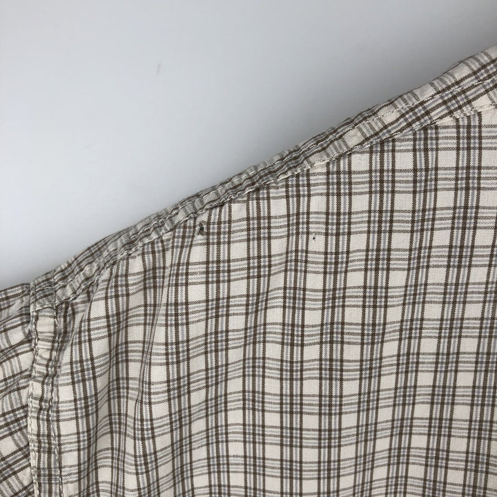 90s-00'S Calvin Klein Jeans Short-Sleeve Cotton Check Shirt, Boxy Shirt, Men's Size XL (Equivalent), Vintage cotton pale white type Vintage Second Hand