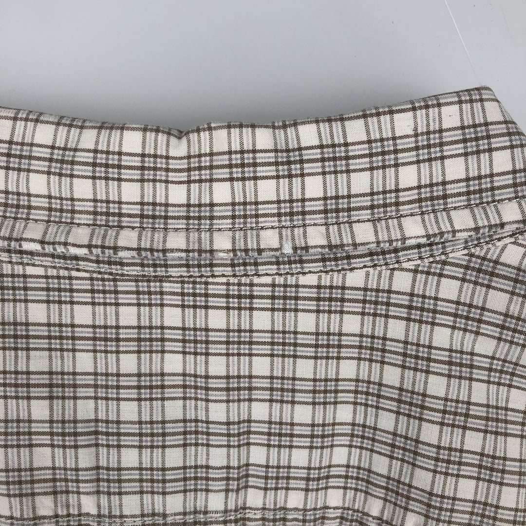 90s-00'S Calvin Klein Jeans Short-Sleeve Cotton Check Shirt, Boxy Shirt, Men's Size XL (Equivalent), Vintage cotton pale white type Vintage Second Hand