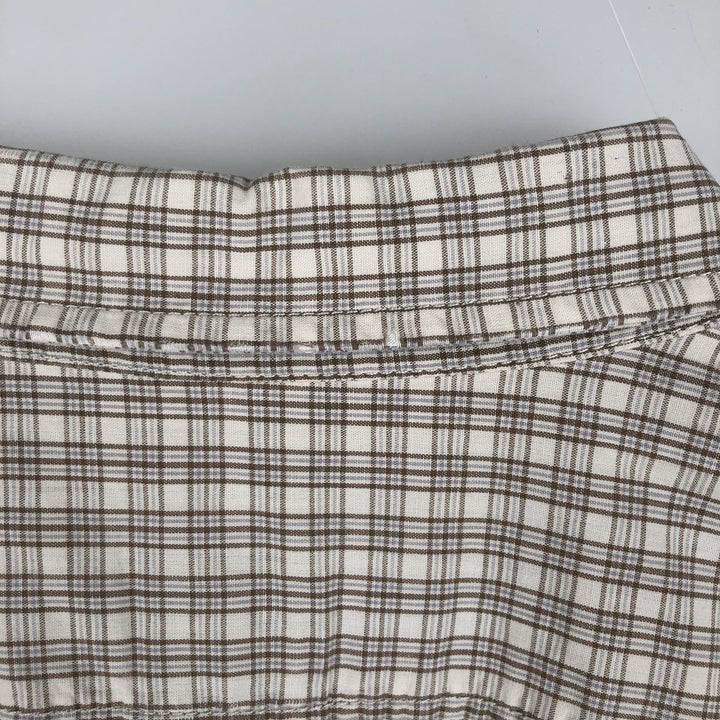 90s-00'S Calvin Klein Jeans Short-Sleeve Cotton Check Shirt, Boxy Shirt, Men's Size XL (Equivalent), Vintage cotton pale white type Vintage Second Hand