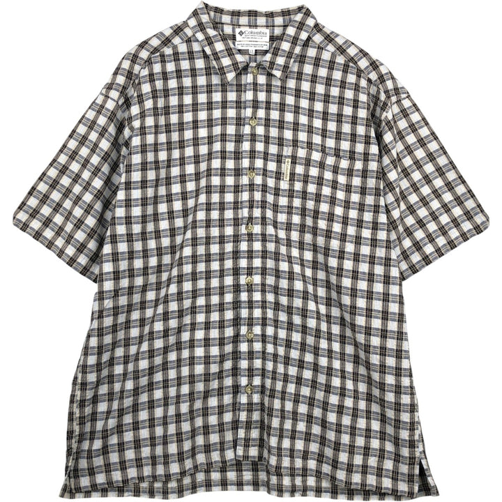 90s-00'S Columbia Short Sleeve Cotton Check Shirt Box Shirt Men's XL Vintage cotton navy blue type Vintage Second Hand