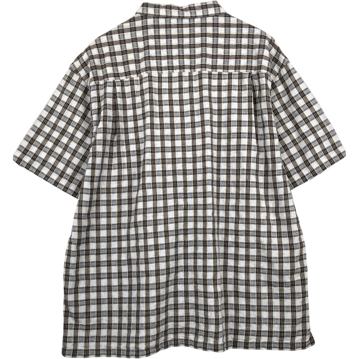 90s-00'S Columbia Short Sleeve Cotton Check Shirt Box Shirt Men's XL Vintage cotton navy blue type Vintage Second Hand