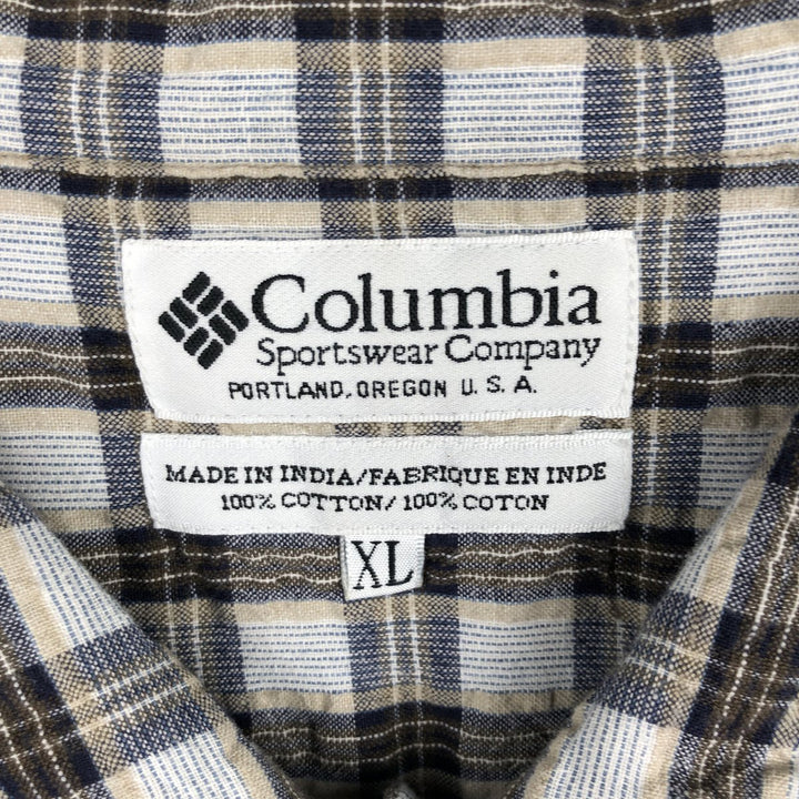 90s-00'S Columbia Short Sleeve Cotton Check Shirt Box Shirt Men's XL Vintage cotton navy blue type Vintage Second Hand