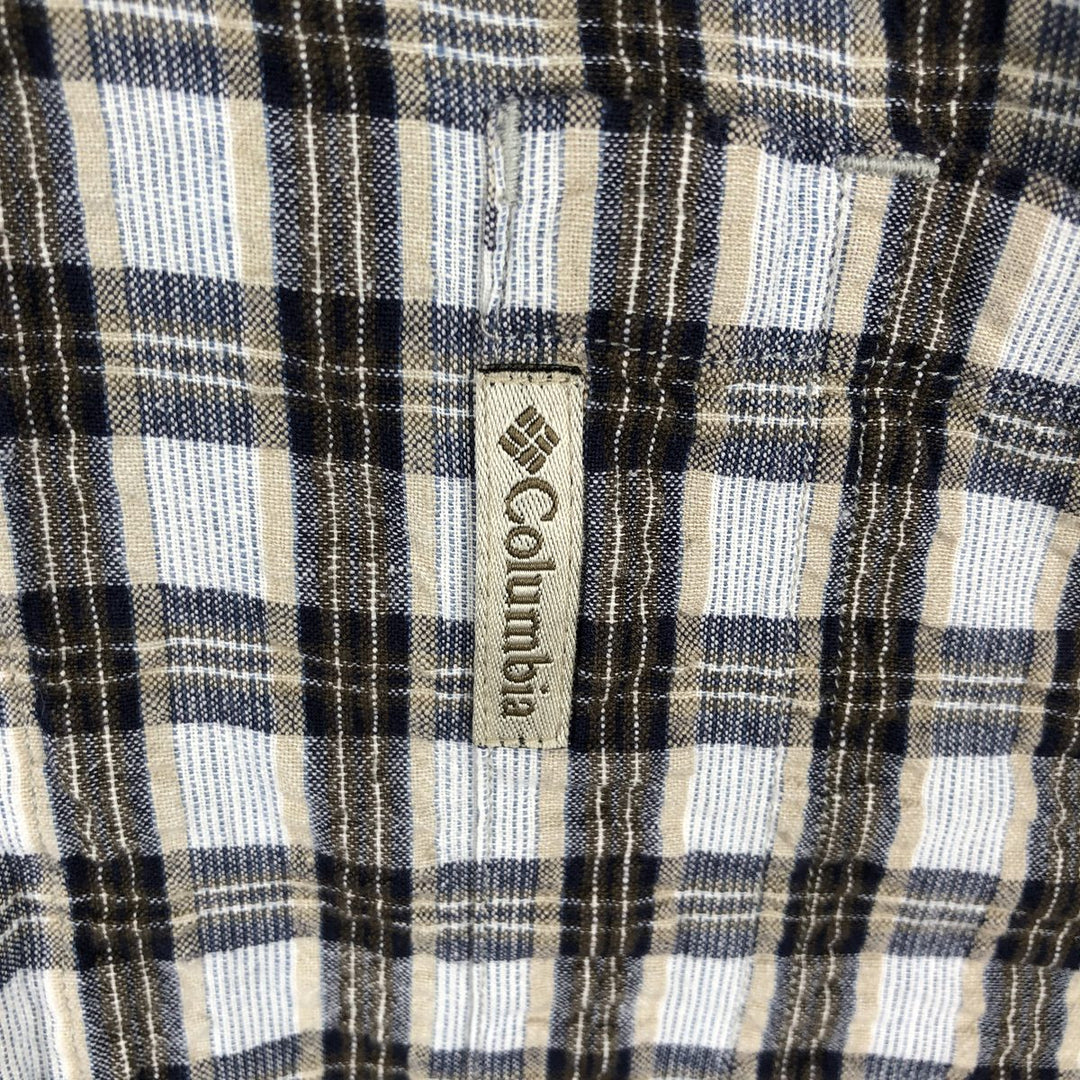90s-00'S Columbia Short Sleeve Cotton Check Shirt Box Shirt Men's XL Vintage cotton navy blue type Vintage Second Hand