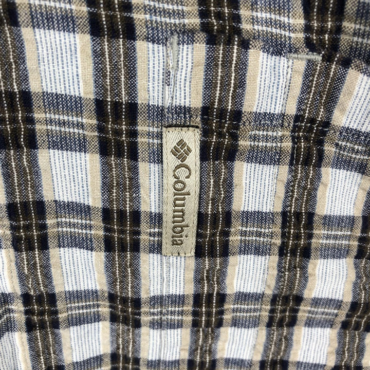 90s-00'S Columbia Short Sleeve Cotton Check Shirt Box Shirt Men's XL Vintage cotton navy blue type Vintage Second Hand