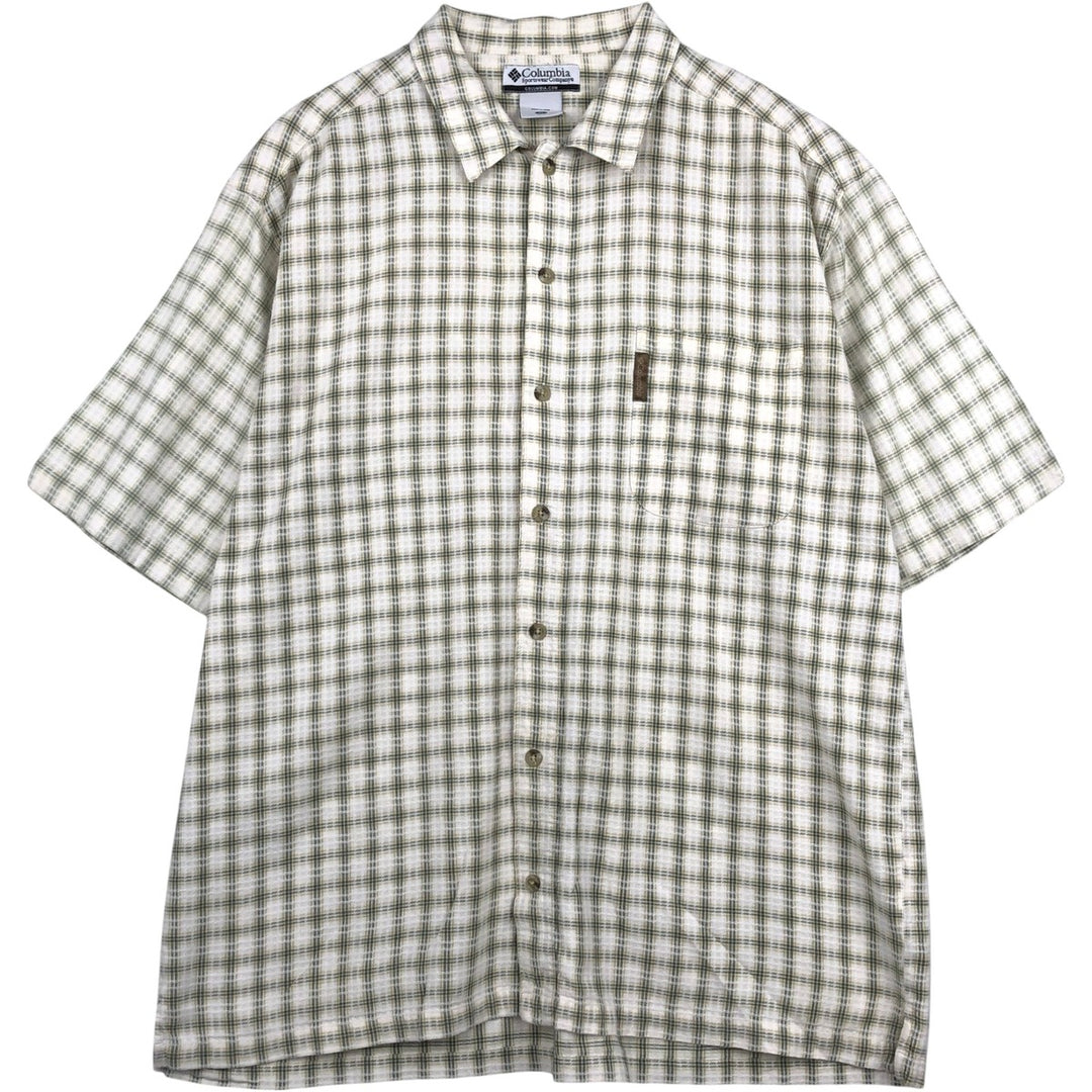 2000'S Columbia Short Sleeve Cotton Check Box Shirt, Men's XL cotton white type Vintage Second Hand