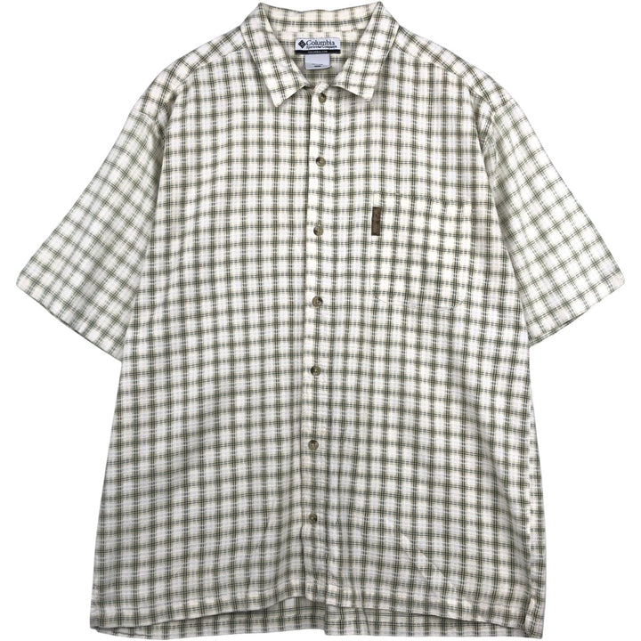 2000'S Columbia Short Sleeve Cotton Check Box Shirt, Men's XL cotton white type Vintage Second Hand